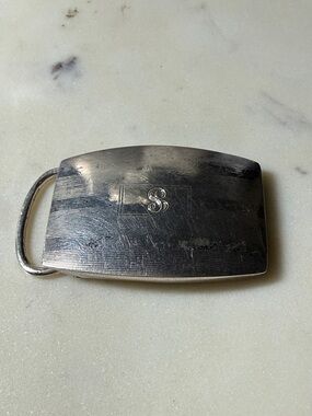 Men's Sterling Silver Rectangular Metal Belt Buckle - Polished Finish